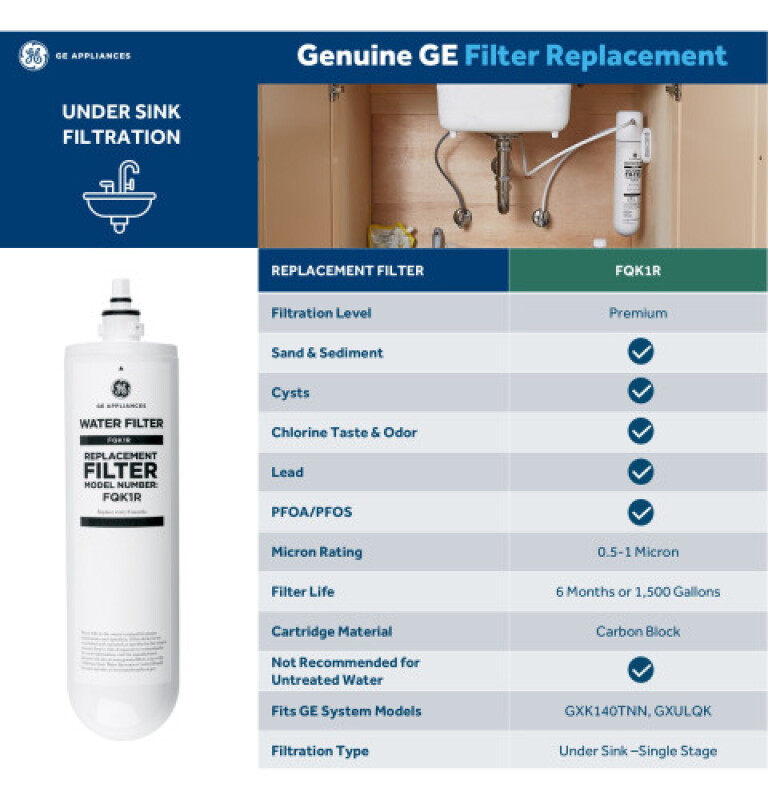 Under Sink Single Stage High Flow Water Filtration System GXK140TNN