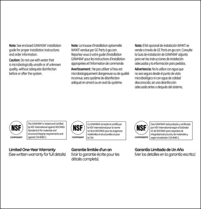 Whole House Water Filtration System GXWH04F