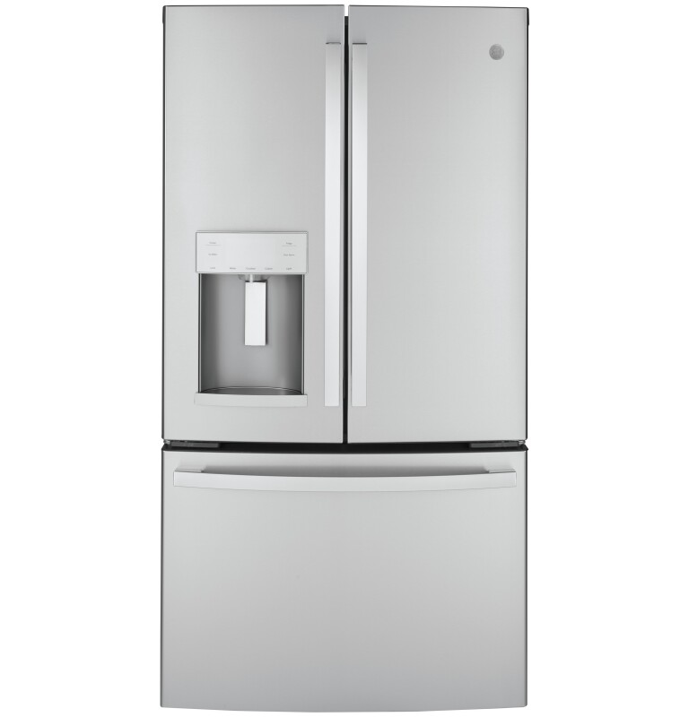 GE 22.1 Cu. Ft. Counter-Depth Fingerprint Resistant French-Door Refrigerator Stainless Steel GYE22GYNFS Picture 1