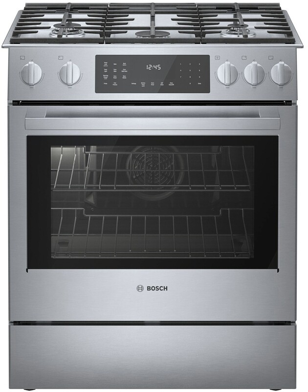 Bosch 800 Series Dual Fuel Slide-in Range 30'' Stainless Steel HDI8056U Picture 1