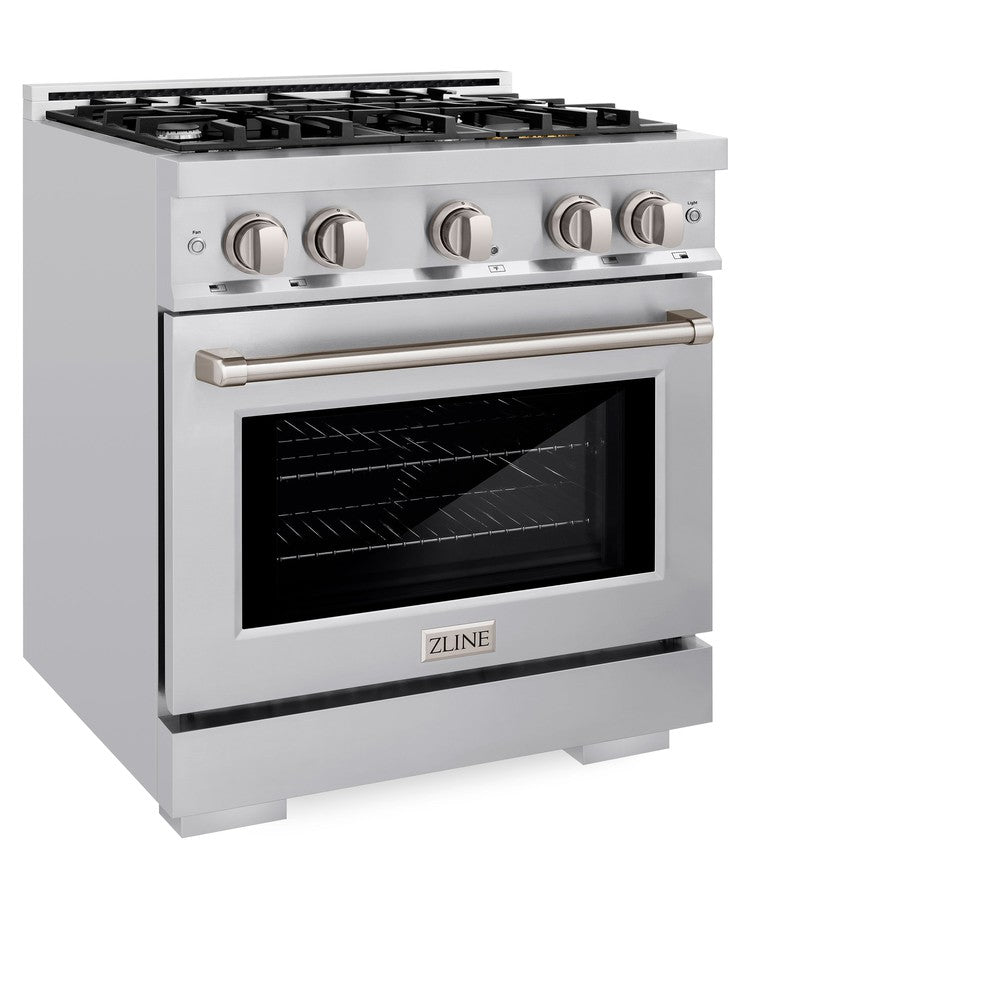 30 in. 4.2 cu. ft. Select Dual Fuel Range with 4 Burner Gas Cooktop and Electric Convection Oven HDR30