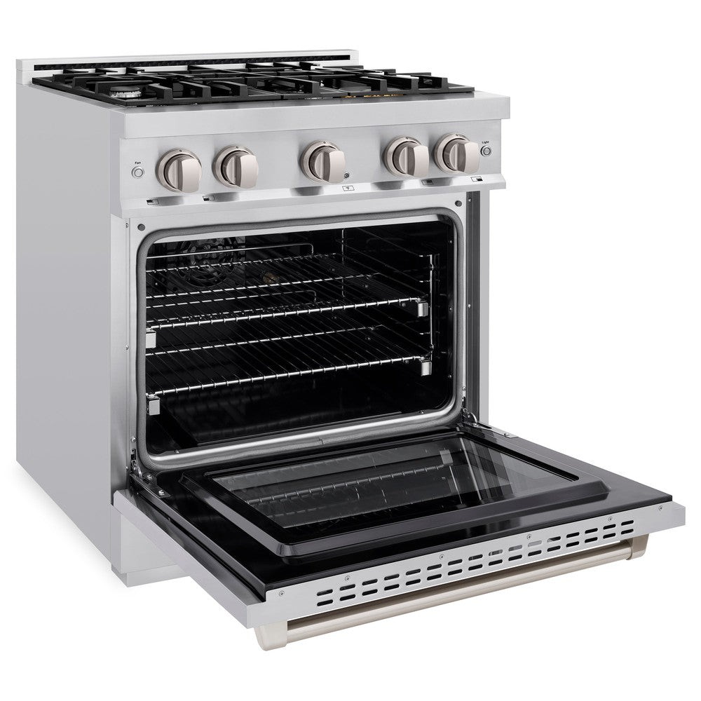 30 in. 4.2 cu. ft. Select Dual Fuel Range with 4 Burner Gas Cooktop and Electric Convection Oven HDR30