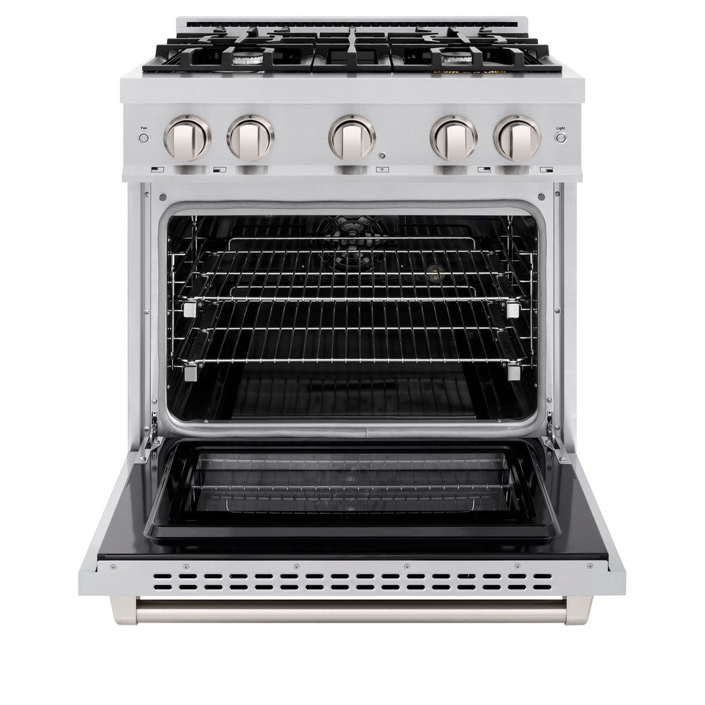 30 in. 4.2 cu. ft. Select Dual Fuel Range with 4 Burner Gas Cooktop and Electric Convection Oven HDR30