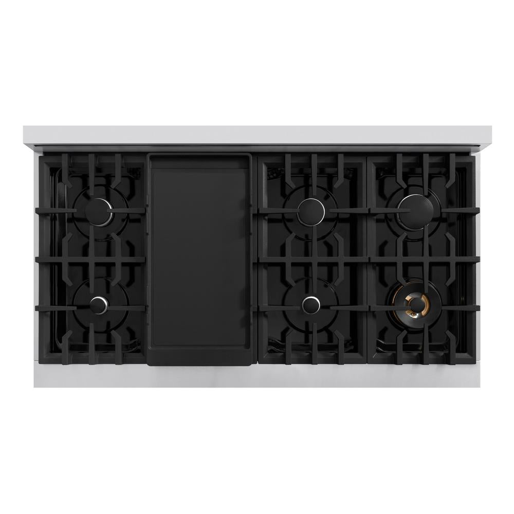 48 in. 6.7 cu. ft. Select Double Oven Dual Fuel Range with 8 Burner Gas Cooktop HDR48