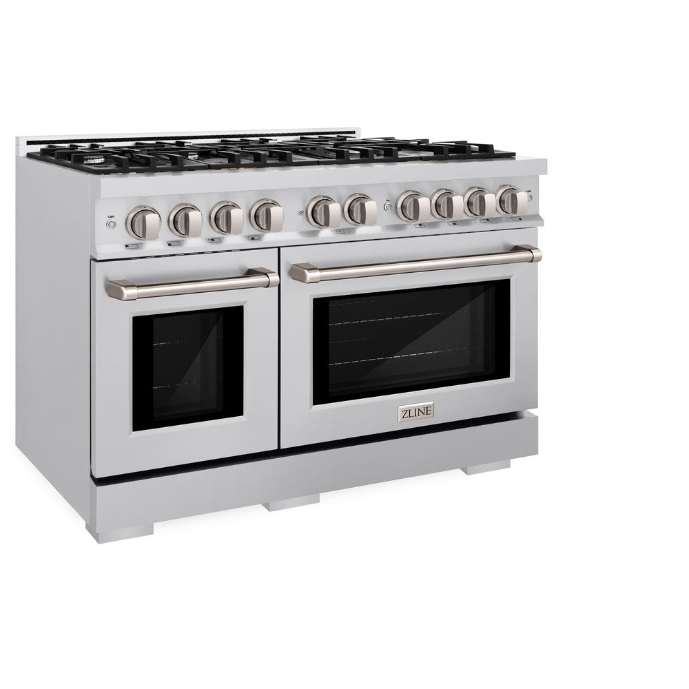 48 in. 6.7 cu. ft. Select Double Oven Dual Fuel Range with 8 Burner Gas Cooktop HDR48