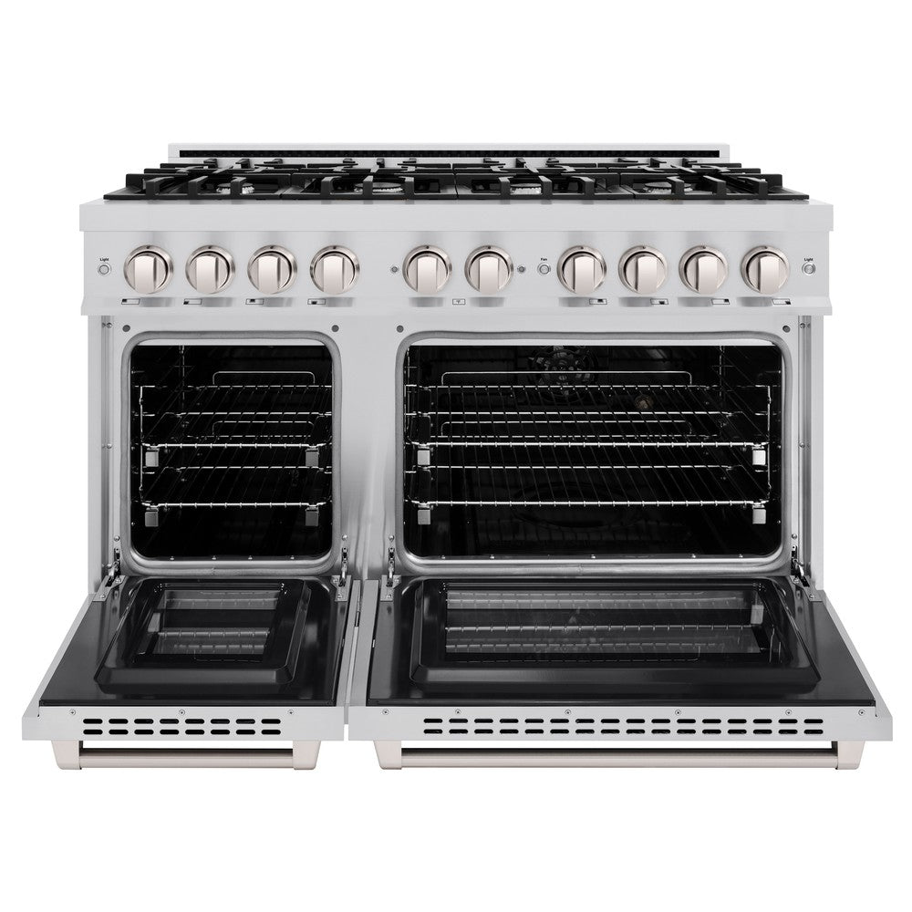 48 in. 6.7 cu. ft. Select Double Oven Dual Fuel Range with 8 Burner Gas Cooktop HDR48