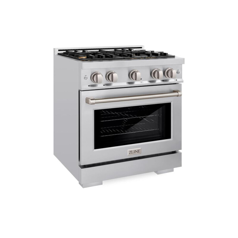 ZLINE 30 in. 4.2 cu. ft. Select Dual Fuel Range with Gas Cooktop and Electric Convection Oven in Stainless Steel with 4 Brass Burners (HDR-BR-30) HDRBR30