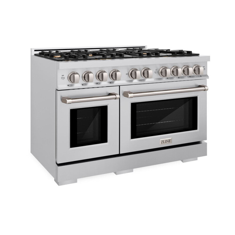 ZLINE 48 in. 6.7 cu. ft. Select Double Oven Dual Fuel Range in Stainless Steel with 8 Brass Burners (HDR-BR-48) HDRBR48