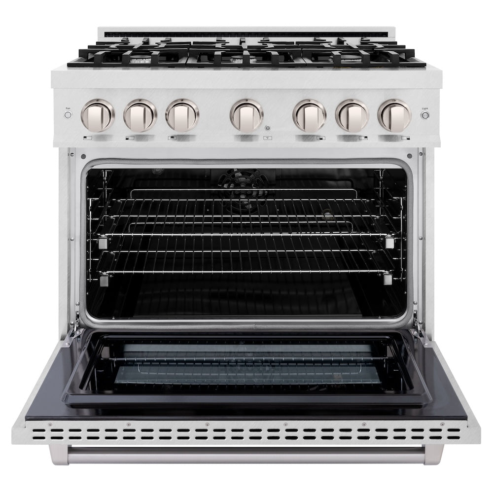 36 in. 5.2 cu. ft. Select Dual Fuel Range with 6 Burner Gas Cooktop and Electric Convection Oven HDRS36