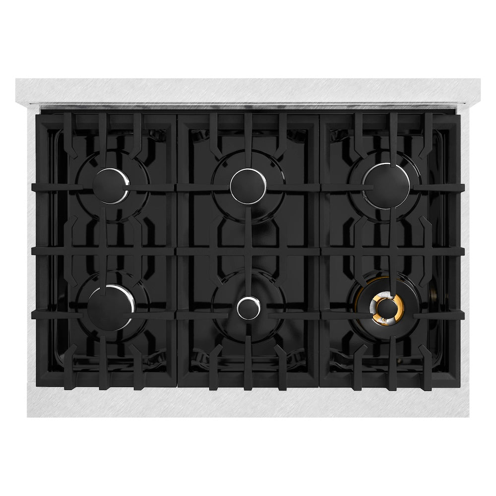 36 in. 5.2 cu. ft. Select Dual Fuel Range with 6 Burner Gas Cooktop and Electric Convection Oven HDRS36