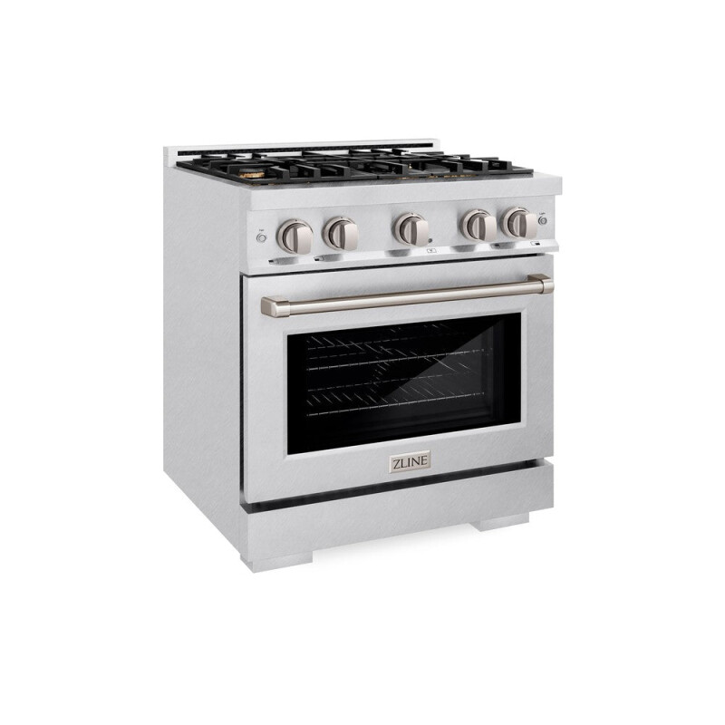 ZLINE 30 in. 4.2 cu. ft. Select Dual Fuel Range with Gas Cooktop and Electric Convection Oven in DuraSnow® Stainless Steel with 4 Brass Burners (HDRS-BR-30) HDRSBR30