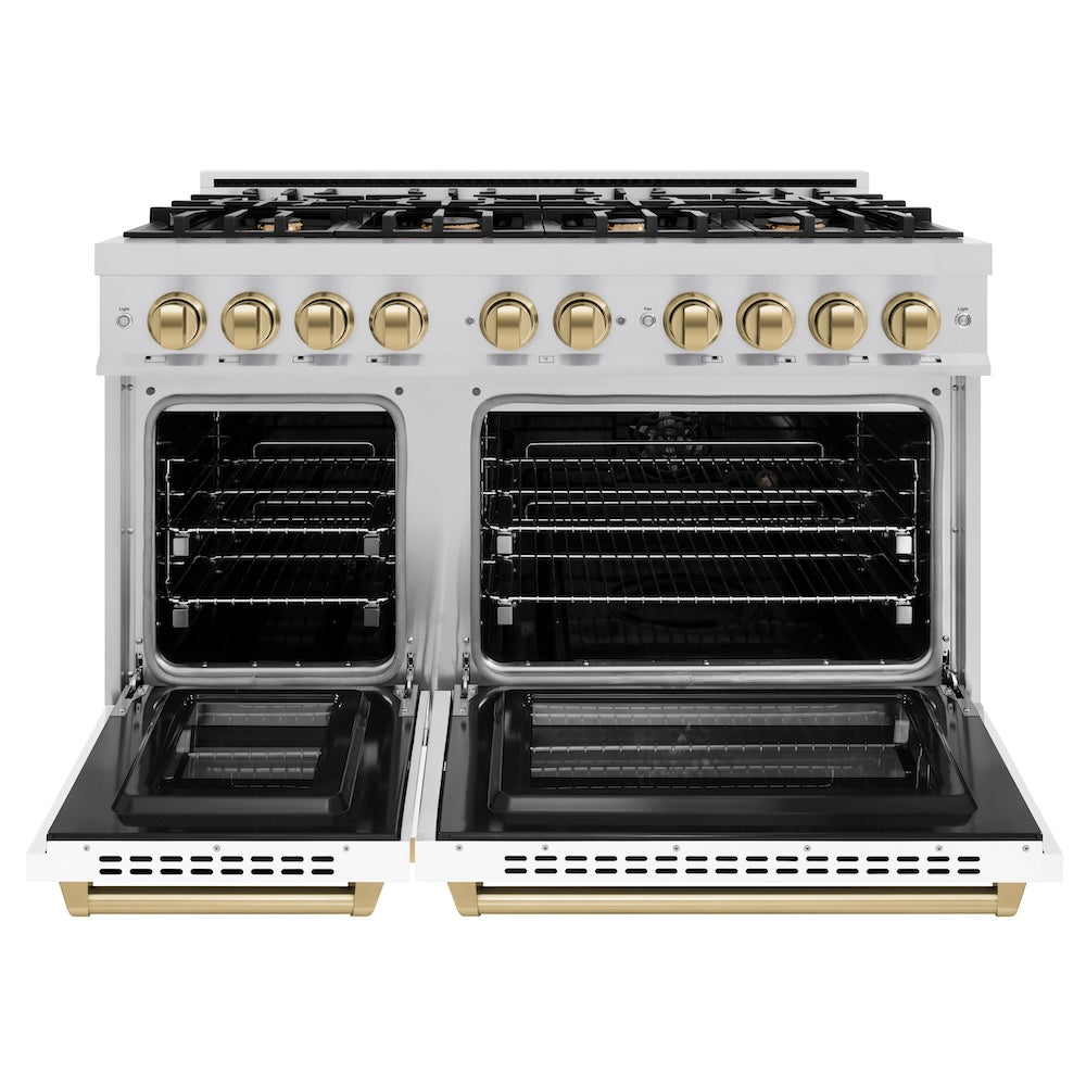 Autograph Edition 48 in. 6.7 cu. ft. Select Double Oven Dual Fuel Range with 8 Burner Gas Cooktop HDRSZWM48CB