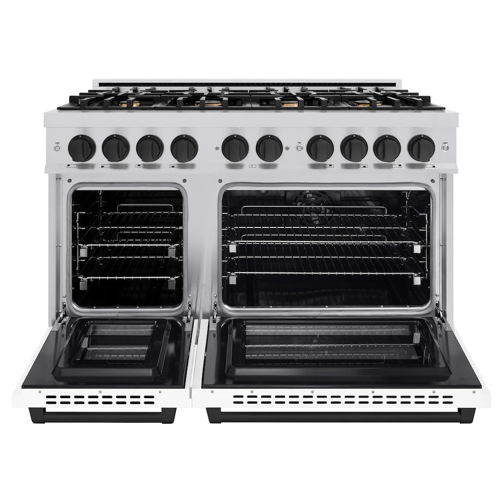 Autograph Edition 48 in. 6.7 cu. ft. Select Double Oven Dual Fuel Range with 8 Burner Gas Cooktop HDRZWM48MB