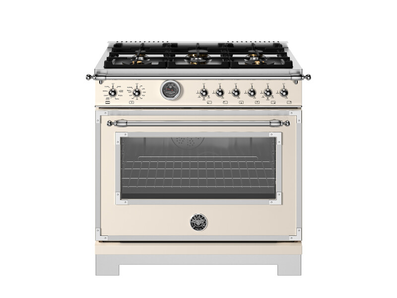 36 inch Dual Fuel Range, 6 Brass Burner and Cast Iron Griddle, Electric Self-Clean Oven HER366BCFEPAVT