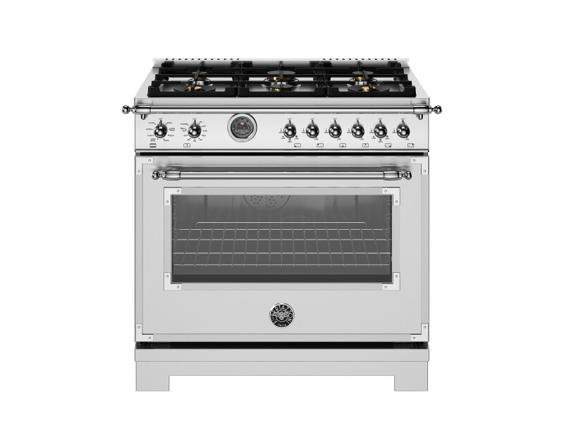 36 inch Dual Fuel Range, 6 Brass Burner and Cast Iron Griddle, Electric Self-Clean Oven HER366BCFEPAVT