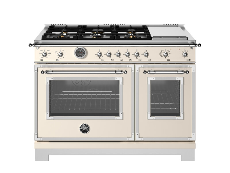 48 inch Dual Fuel Range, 6 Brass Burners and Griddle, Electric Self-Clean Oven HER486BTFEPAVT