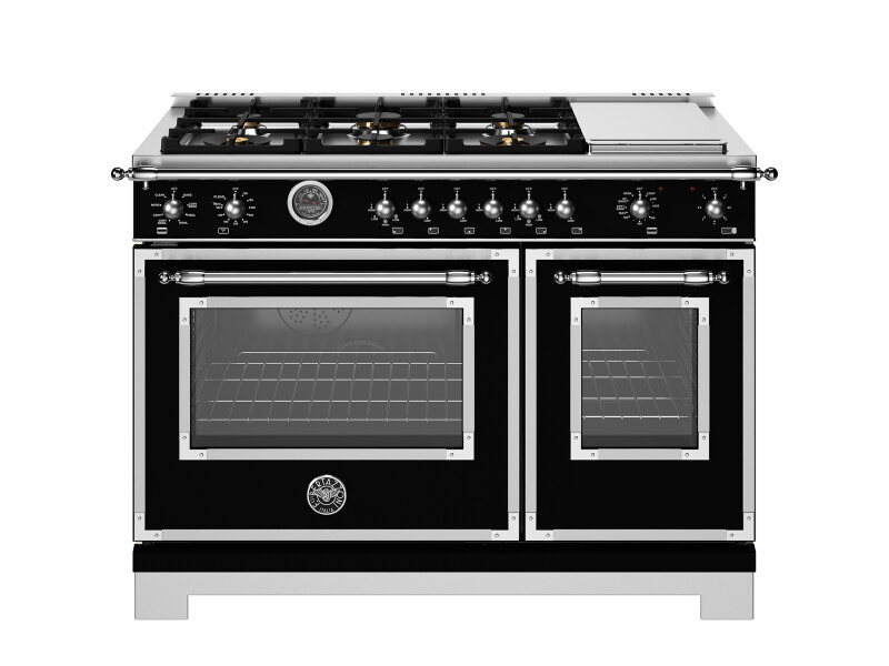 48 inch Dual Fuel Range, 6 Brass Burners and Griddle, Electric Self-Clean Oven HER486BTFEPAVT