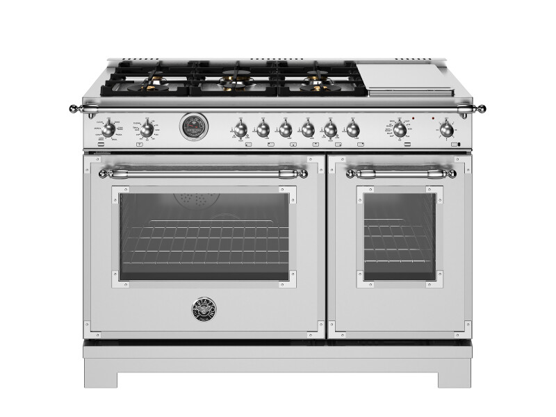 48 inch Dual Fuel Range, 6 Brass Burners and Griddle, Electric Self-Clean Oven HER486BTFEPAVT