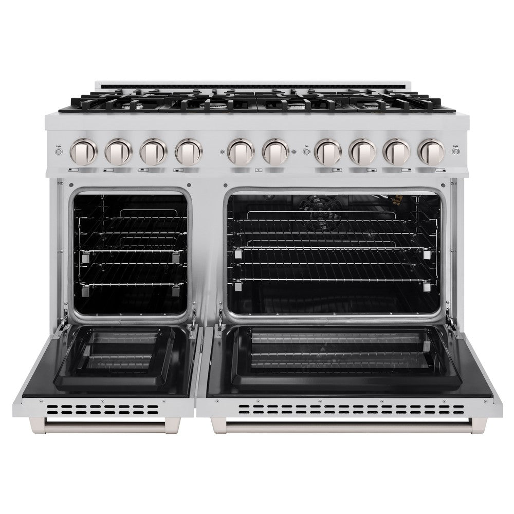 48 in. 6.7 cu. ft. Select Double Oven Gas Range with 8 Burner Cooktop HGR48