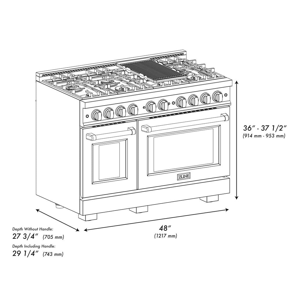 Autograph Edition 48 in. 6.7 cu. ft. Select Double Oven Gas Range with 8 Burner Cooktop HGRBZ48CB