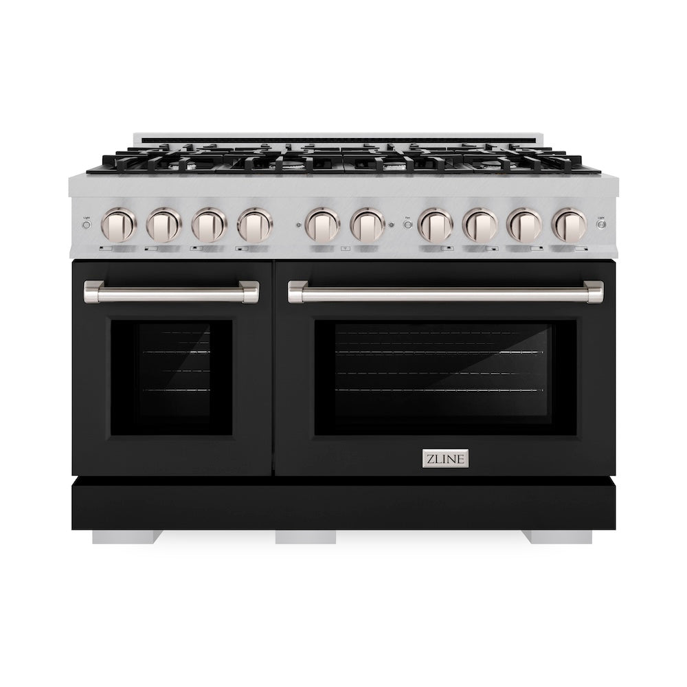 48 in. 6.7 cu. ft. Select Double Oven Gas Range with 8 Burner Cooktop HGRSBLM48
