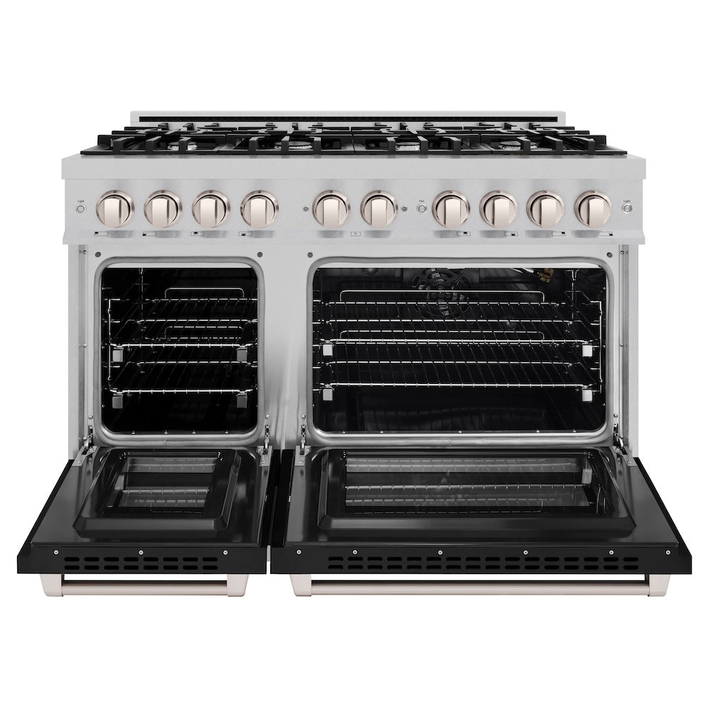 48 in. 6.7 cu. ft. Select Double Oven Gas Range with 8 Burner Cooktop HGRSBLM48