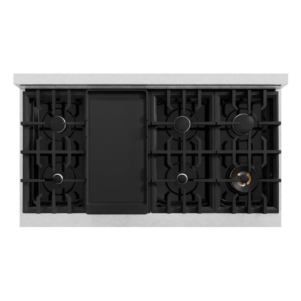 48 in. 6.7 cu. ft. Select Double Oven Gas Range with 8 Burner Cooktop HGRSBLM48