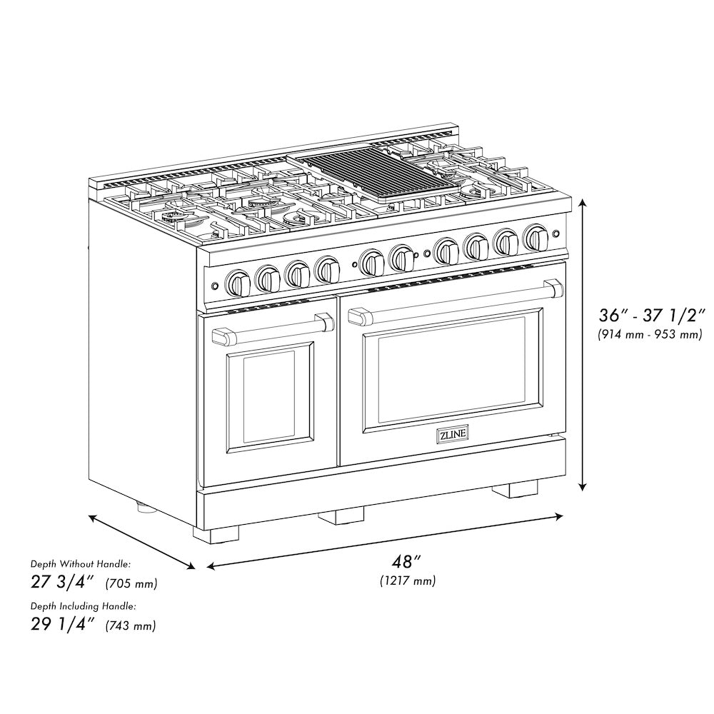 48 in. 6.7 cu. ft. Select Double Oven Gas Range HGRSBR48