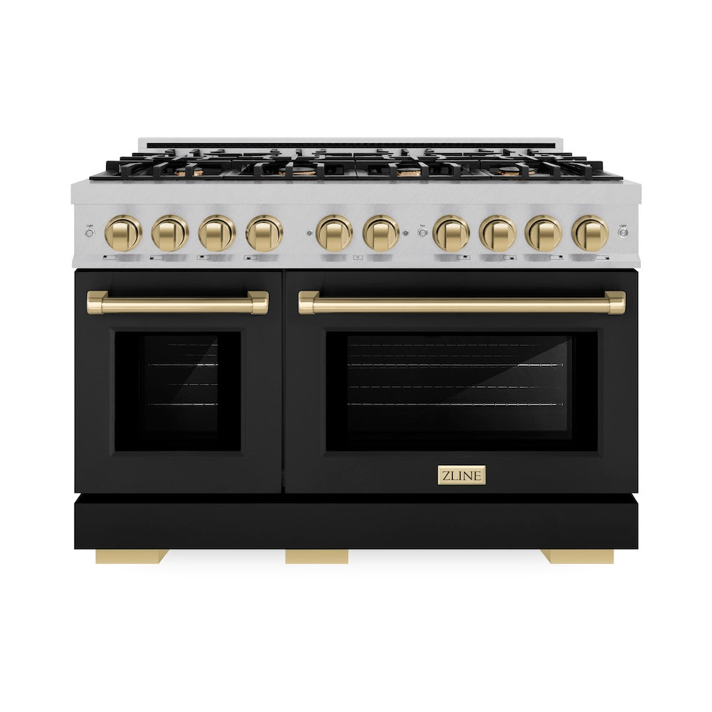 Autograph Edition 48 in. 6.7 cu. ft. Select Double Oven Gas Range with 8 Burner Cooktop HGRSZBLM48CB