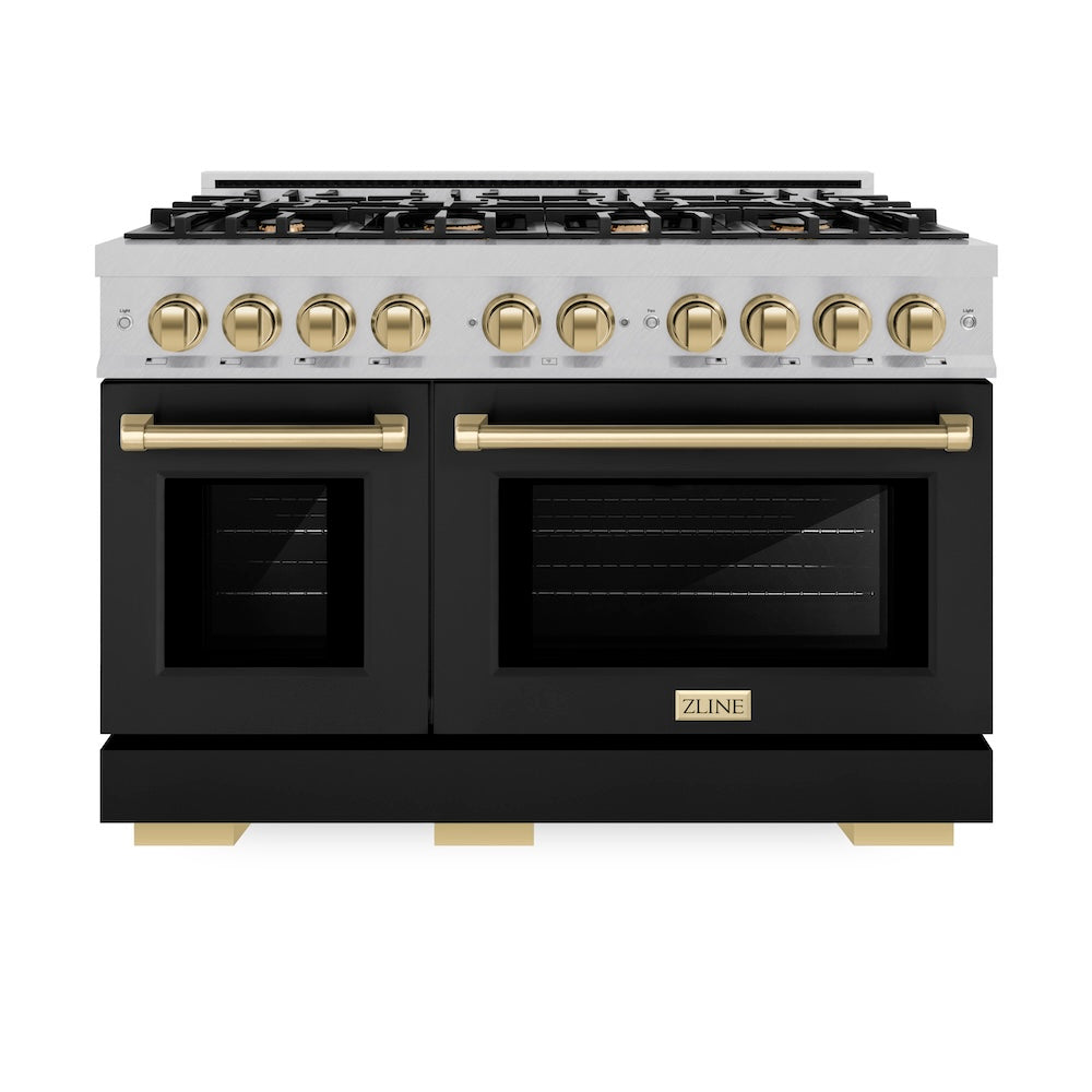 Autograph Edition 48 in. 6.7 cu. ft. Select Double Oven Gas Range with 8 Burner Cooktop HGRSZBLM48CB