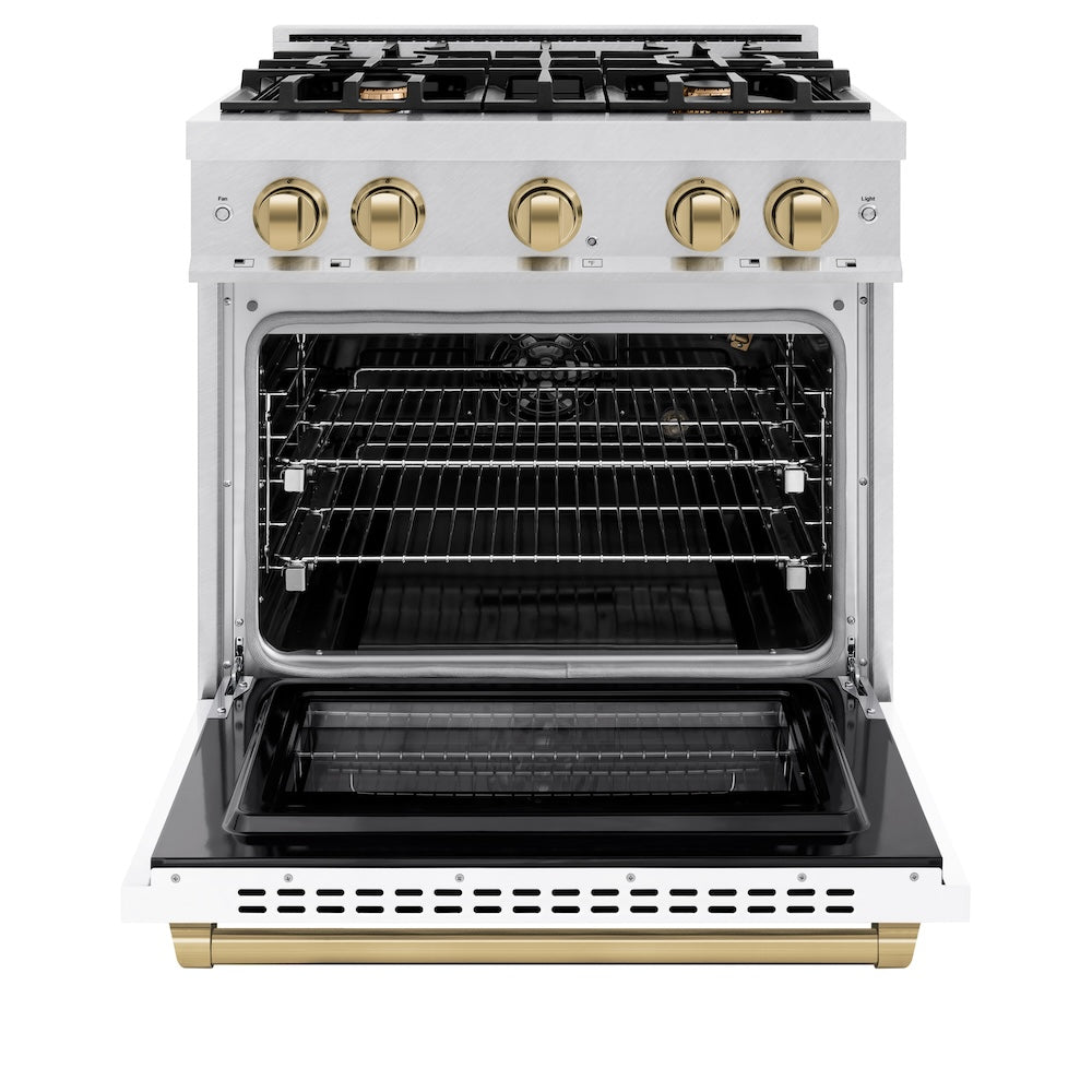 Autograph Edition 30 in. 4.2 cu. ft. Select Gas Range with 4 Burner Cooktop and Convection Gas Oven HGRSZWM30CB
