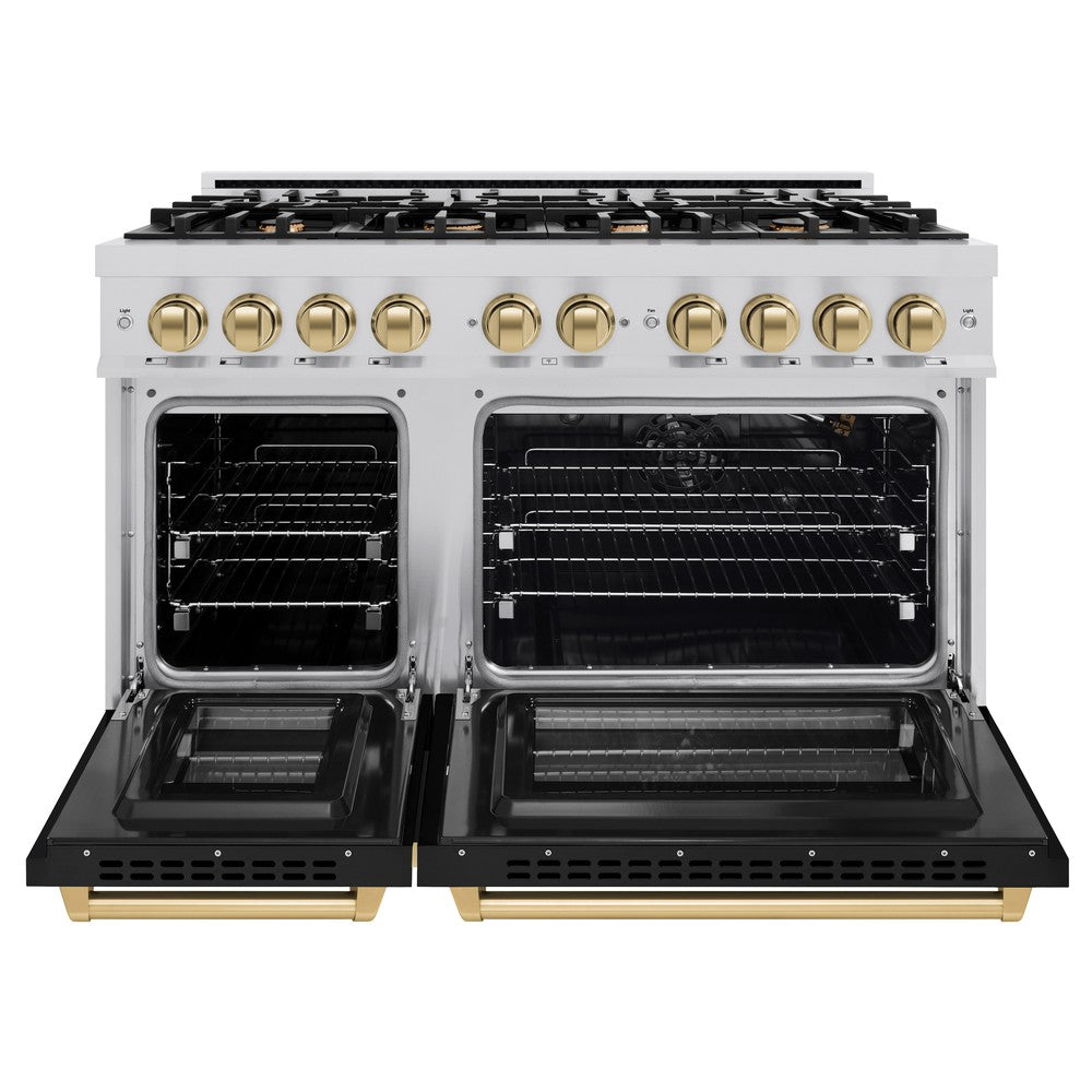 Autograph Edition 48 in. 6.7 cu. ft. Select Double Oven Gas Range with 8 Burner Cooktop HGRZBLM48CB
