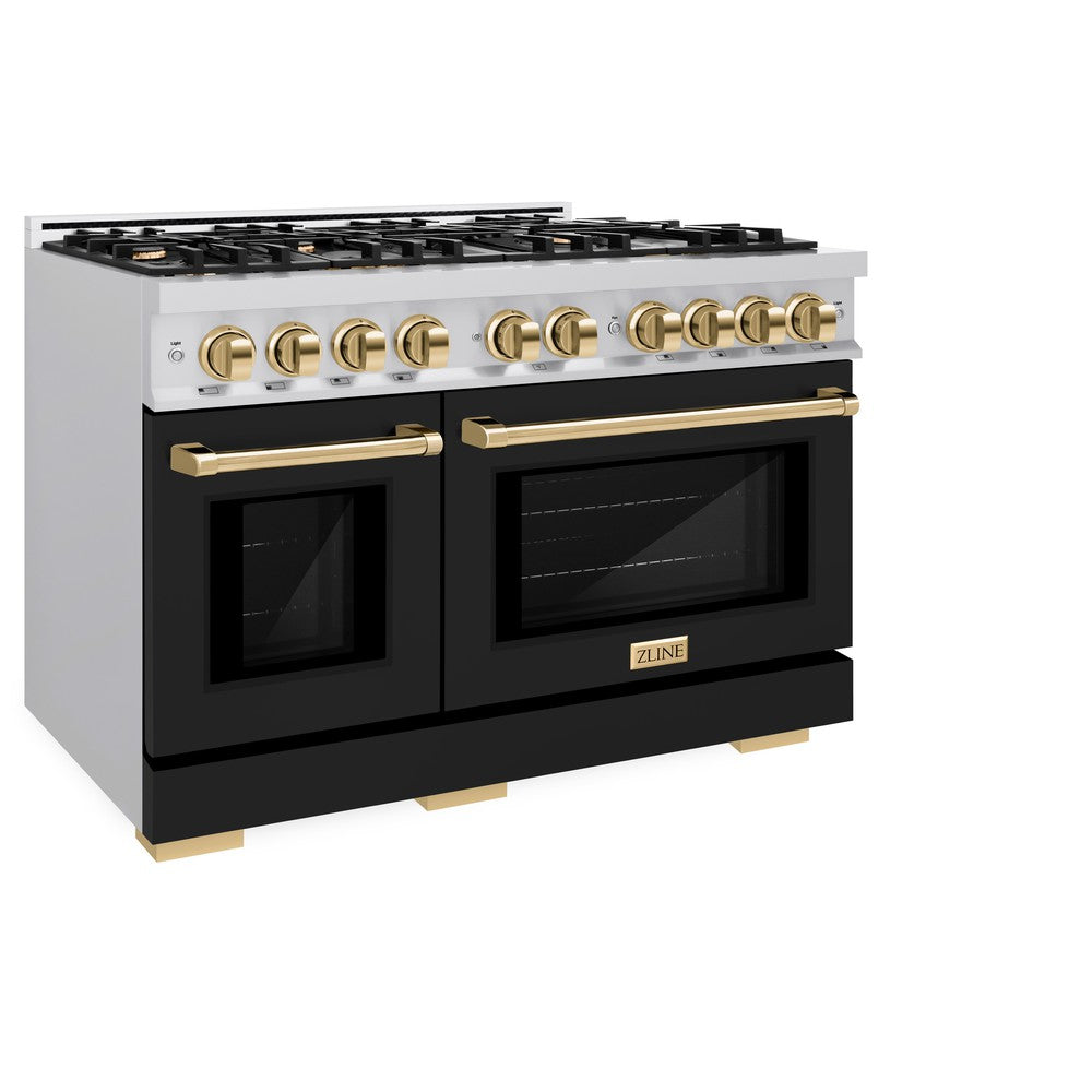 Autograph Edition 48 in. 6.7 cu. ft. Select Double Oven Gas Range with 8 Burner Cooktop HGRZBLM48G