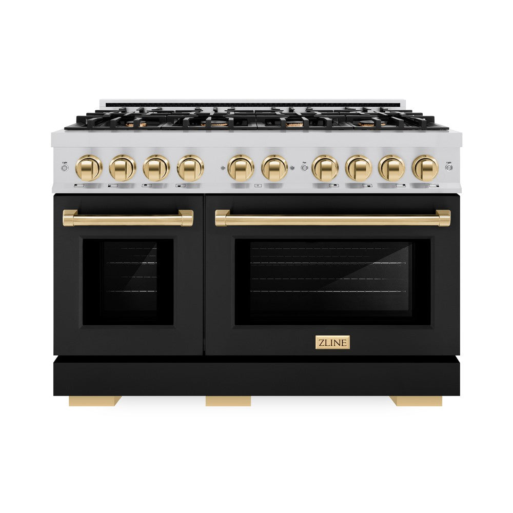 Autograph Edition 48 in. 6.7 cu. ft. Select Double Oven Gas Range with 8 Burner Cooktop HGRZBLM48G