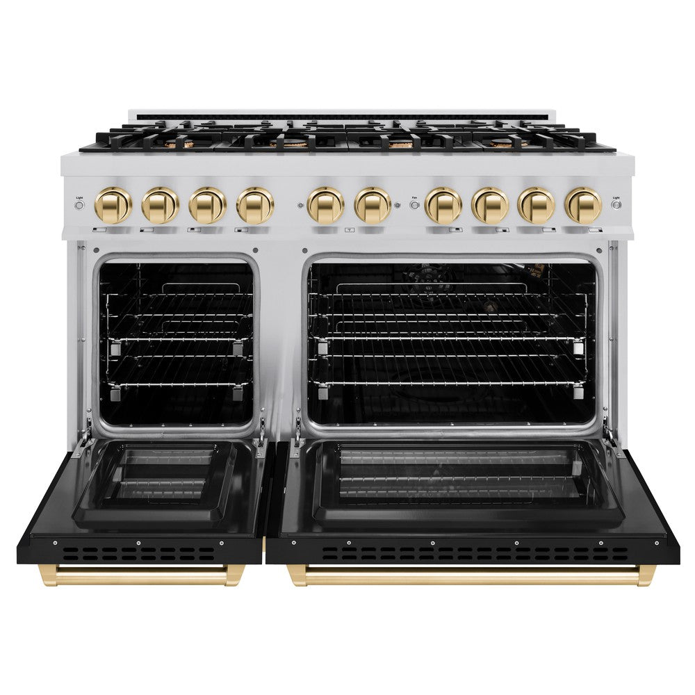 Autograph Edition 48 in. 6.7 cu. ft. Select Double Oven Gas Range with 8 Burner Cooktop HGRZBLM48G