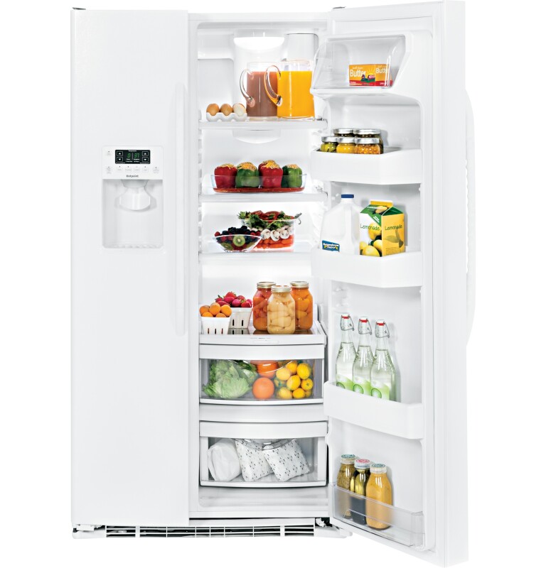 Hotpoint 25.3 Cu. Ft. Side-by-Side Refrigerator White HSS25ATHWW Picture 1