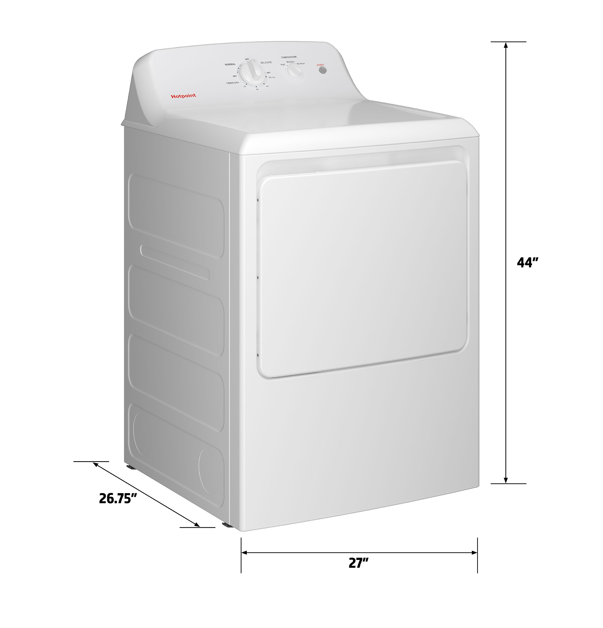 6.2 Cu. Ft. Capacity Electric Dryer With Up To 120 Ft. Venting And Shallow Depth HTX26EASWWW