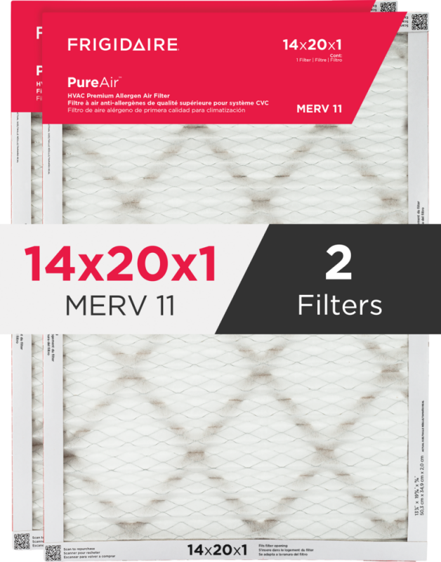 PureAir 14" x 20" x 1" MERV 11 Premium Allergen Air Filter - 2 Pack HVAC1420112