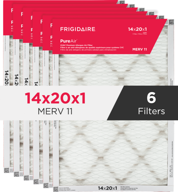 PureAir 14" x 20" x 1" MERV 11 Premium Allergen Air Filter - 6 Pack HVAC1420116