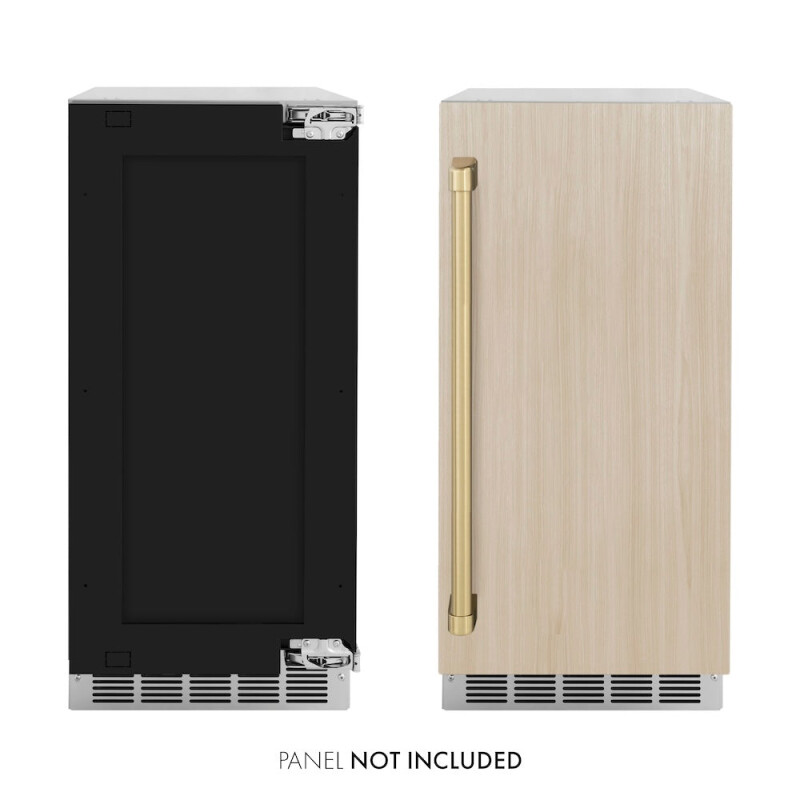 ZLINE Autograph Edition 15 in. Touchstone Clear Cube Ice Maker with Drain Pump and Panel Ready Door with Champagne Bronze Handle (ICCDPZ-15-CB) ICCDPZ15CB