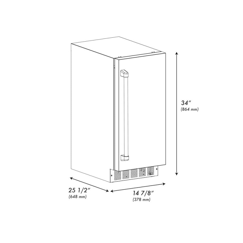 ZLINE Autograph Edition 15 in. Touchstone Clear Cube Ice Maker with Drain Pump and Black Matte Door with Polished Gold Handle (ICCDZ-BLM-15-G) ICCDZBLM15G