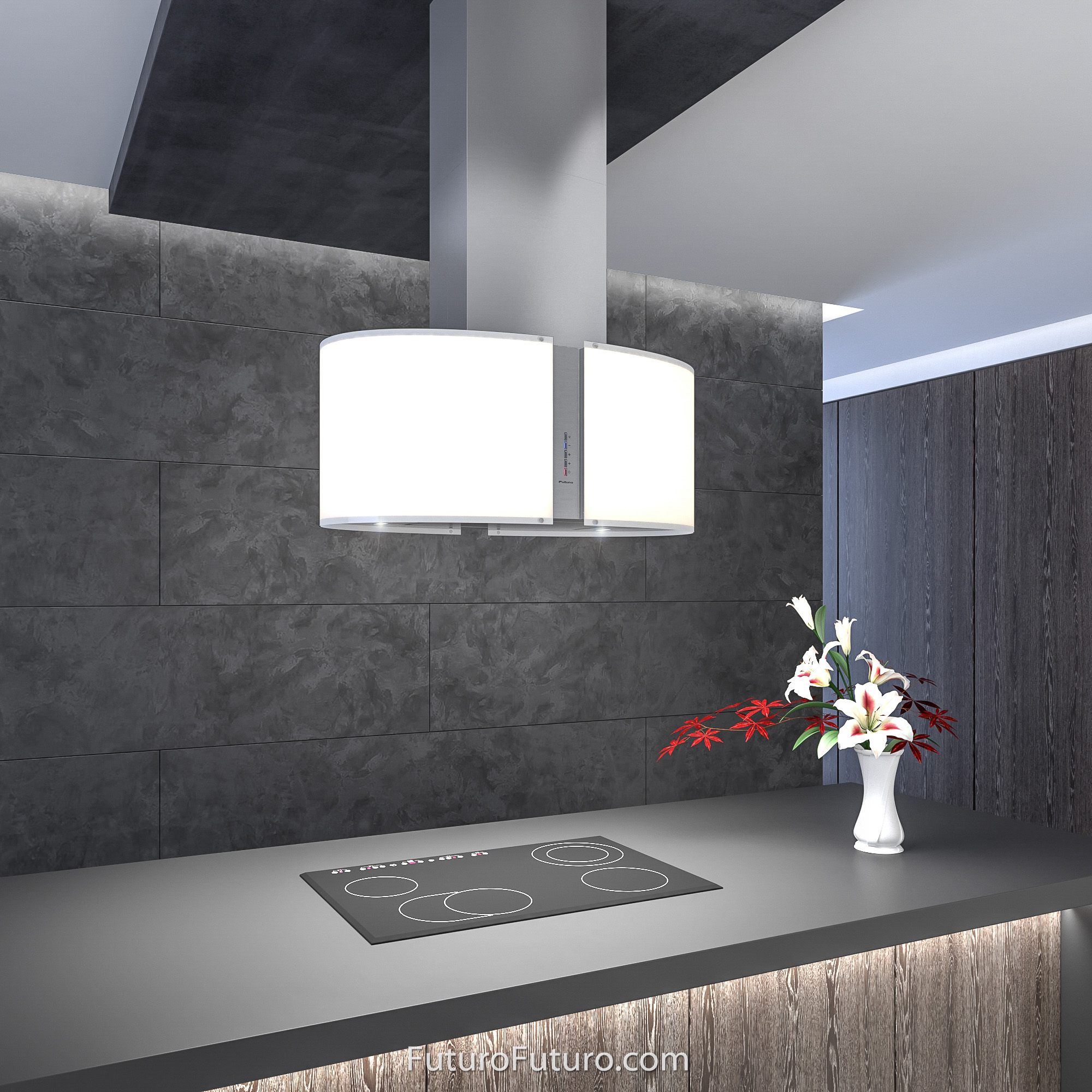 34″ Murano Glow LED Island Range Hood IS34MURGLOWLED