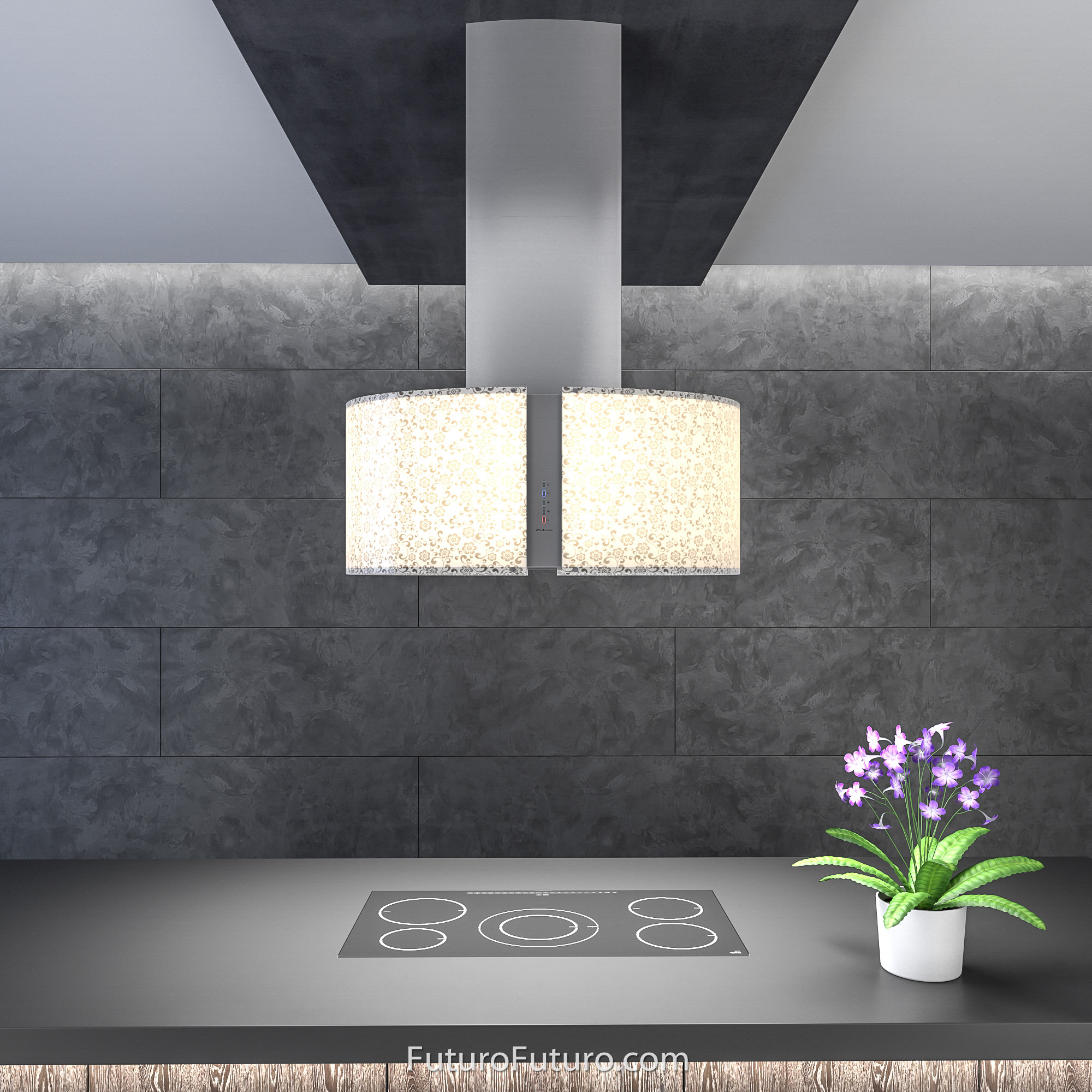 34″ Murano Mayflower LED Island Range Hood IS34MURMAYFLOWERLED