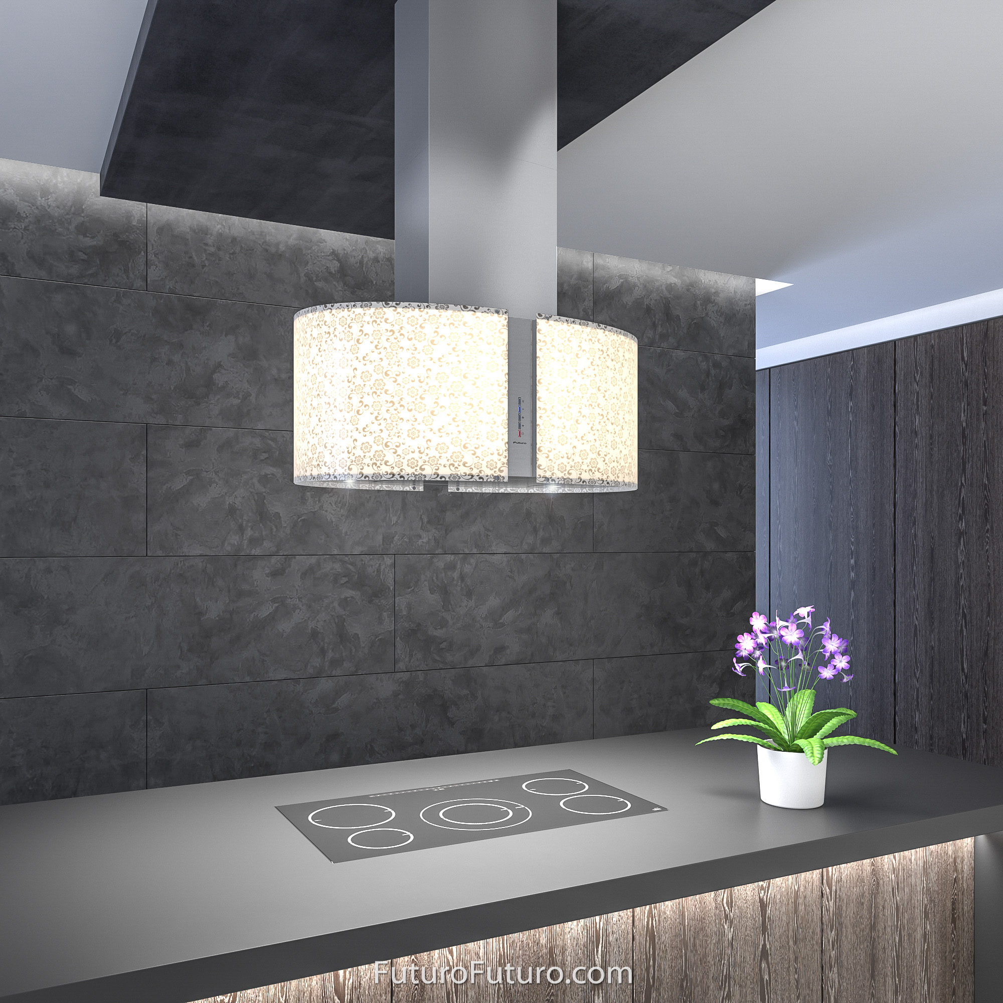 34″ Murano Mayflower LED Island Range Hood IS34MURMAYFLOWERLED