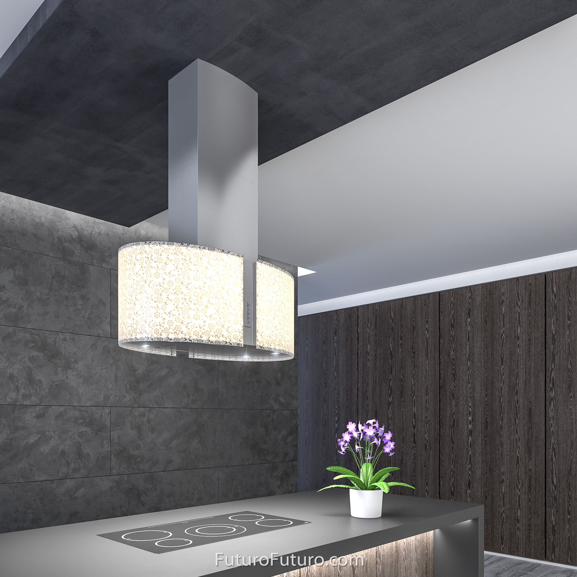 34″ Murano Mayflower LED Island Range Hood IS34MURMAYFLOWERLED