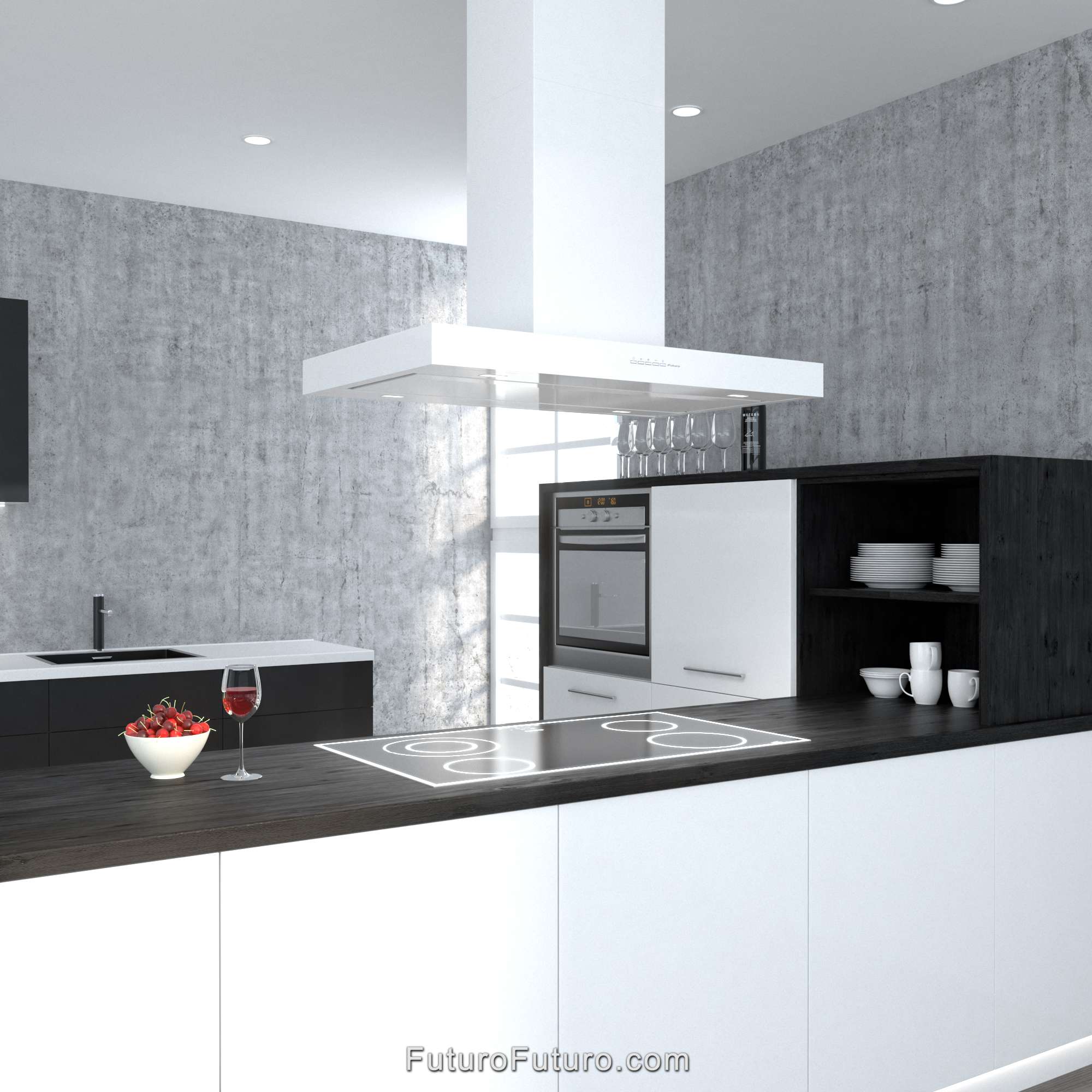 36″ Minimal White Island Range Hood IS36MINIMALWHT
