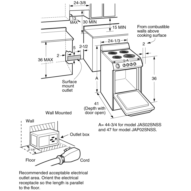 24" Self Clean Free-Standing Electric Range JA624RNSS