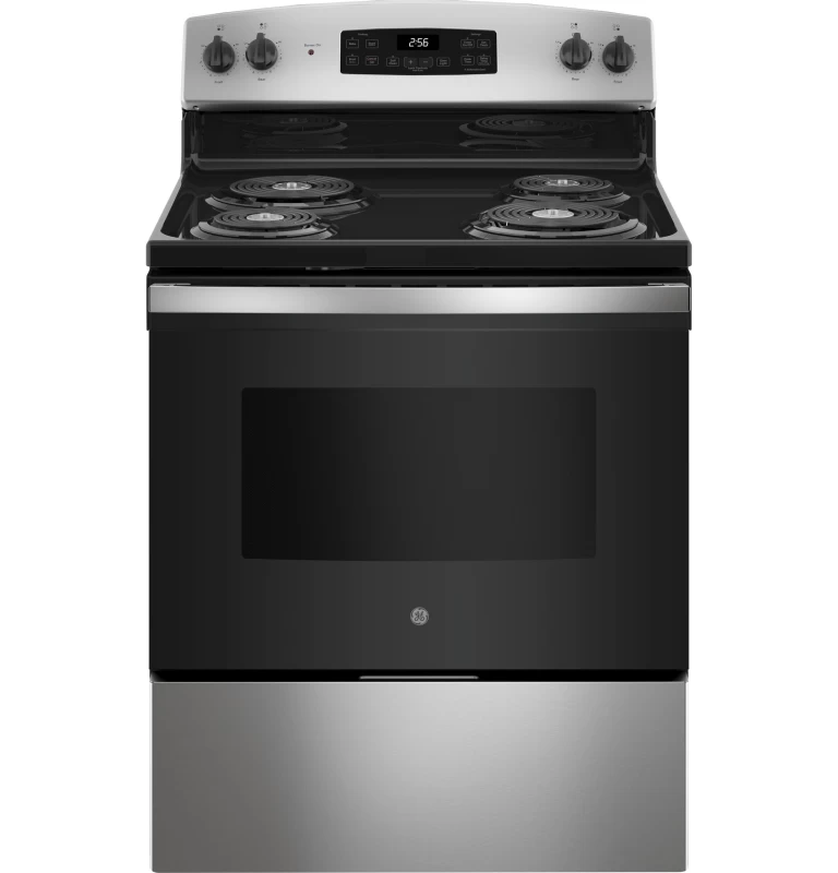 GE 30" Free-Standing Self-Clean Electric Range Stainless Steel JB256RTSS Picture 1
