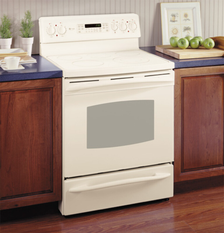 GE Profile 30" Free-Standing CleanDesign Electric Range Bisque JBP99KHCC Picture 1