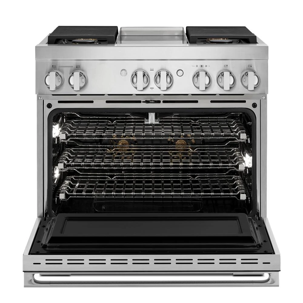 NOIR™ 36" Dual-Fuel Professional Range with Chrome-Infused Griddle JDRP536HM